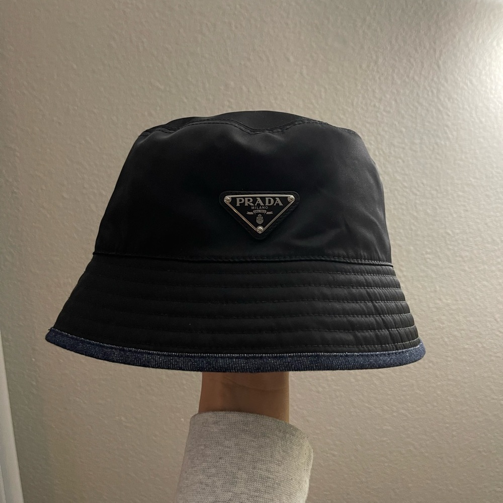Prada Re-Nylon and denim reversible bucket hat - Picture 5 of 8